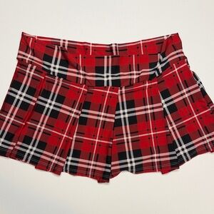 Spencer's Red and Black Plaid School Girl Skirt